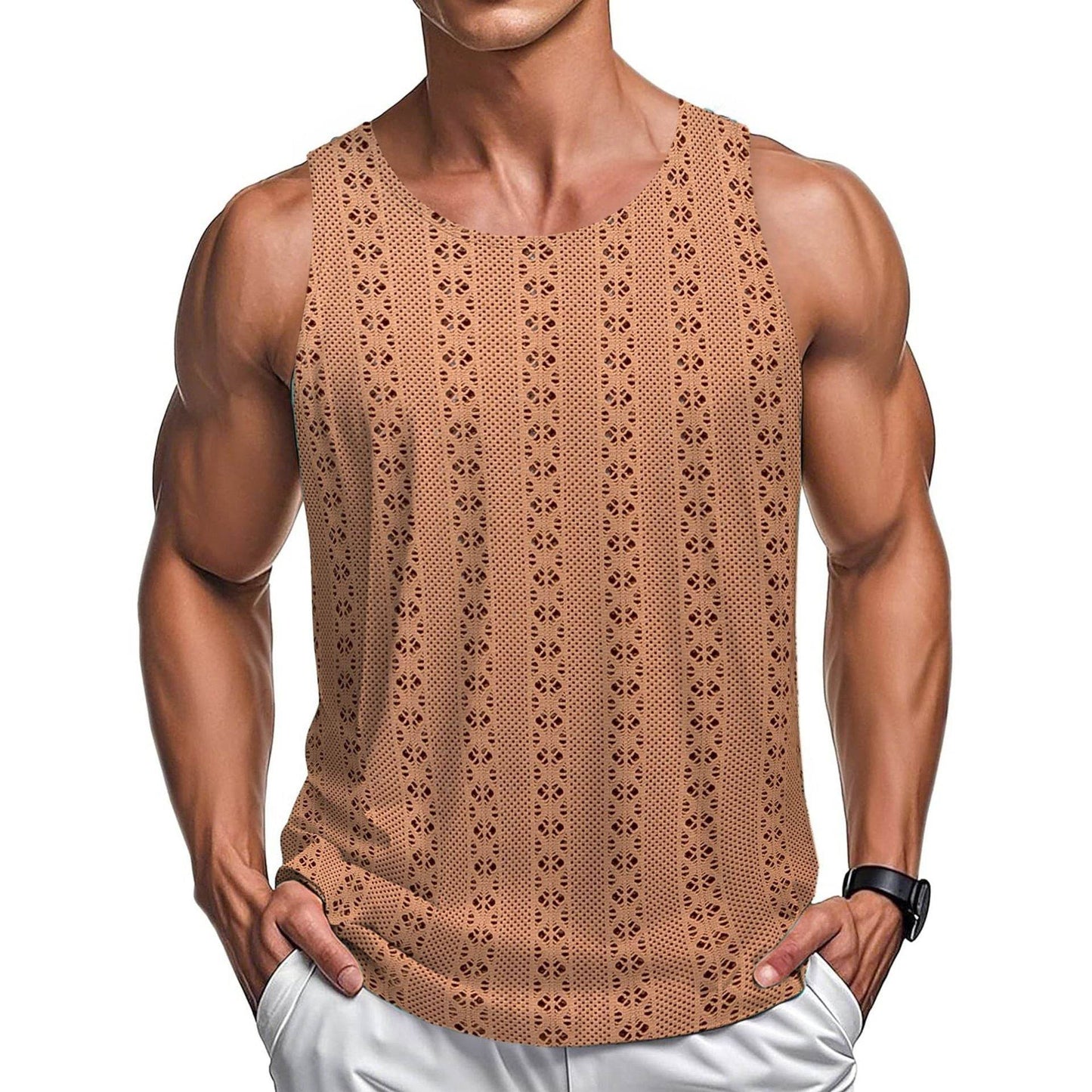 Casual Round Neck Beach Vest - Loose Fit for Summer Style - Buy Center US