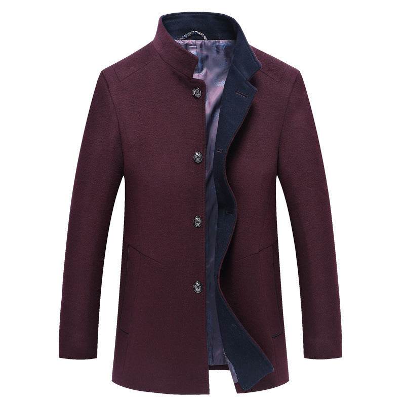 Buycenter Slim-Fit Woolen Coat - Autumn Winter Single-Breasted Trench - Buy Center US