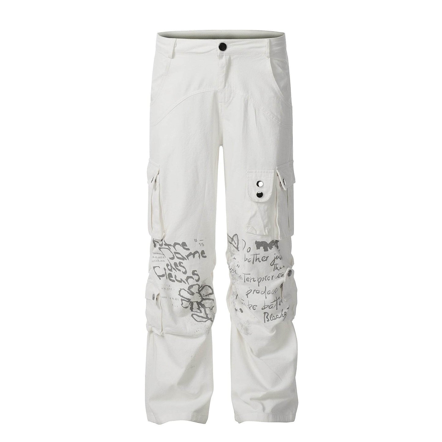 Buycenter Men's Straight White Overalls - American Fashion Casual Style - Buy Center US