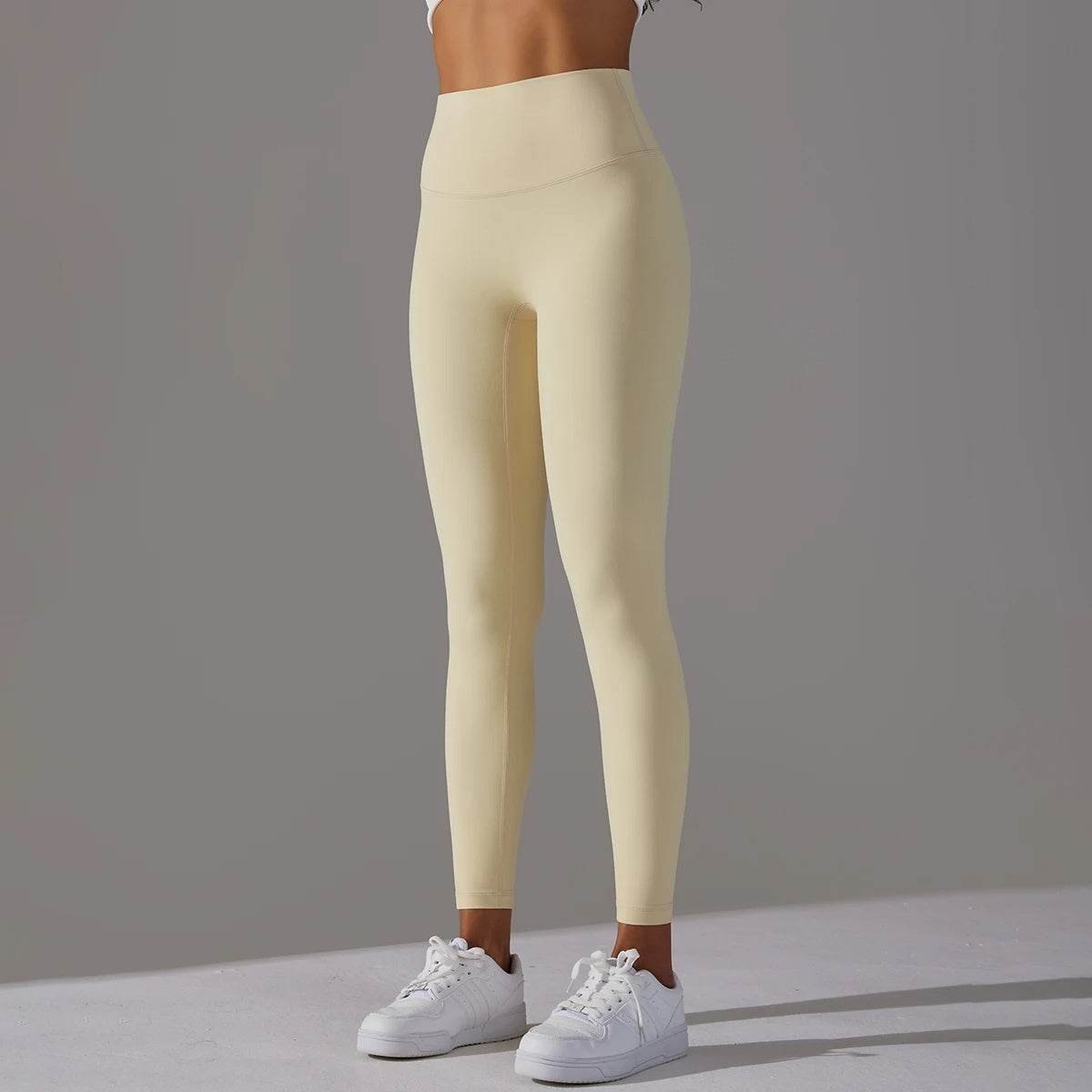 High Waist Cropped Pants - Breathable Nude Fit for Yoga & Fitness - Buy Center US