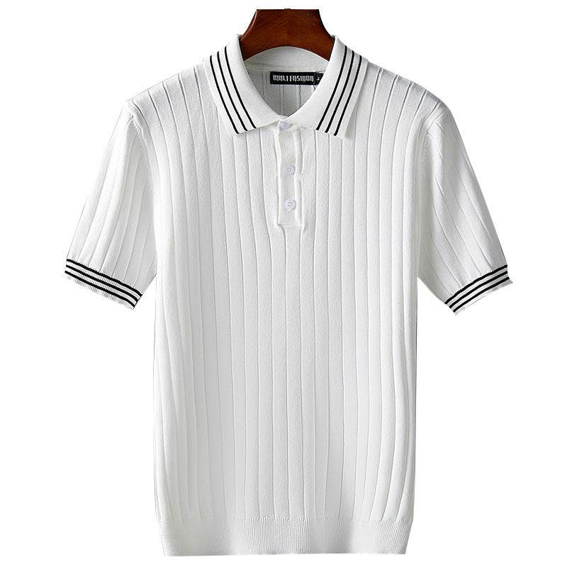 Men's Ice Silk Polo Sweater - Thin Lapels, Comfort Fit, Sizes L to 7XL - Buy Center US