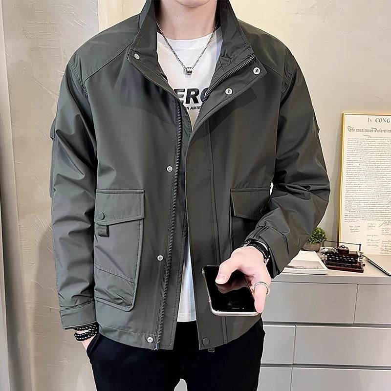Buycenter Men's High Quality Work Jacket - All-match Coat in Khaki, Gray, Black - Buy Center US