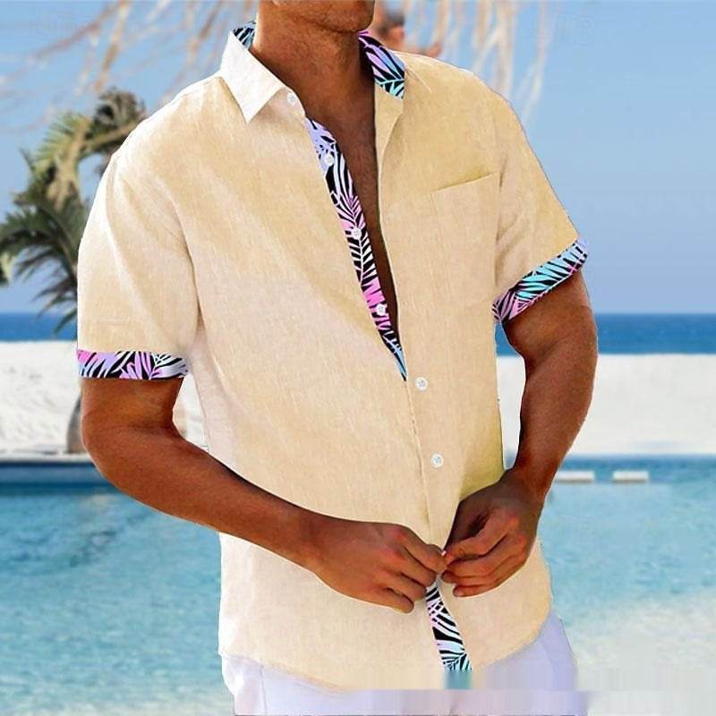 Buycenter Men's Beach Striped Casual Shirt - Loose Fit, Cartoon Design - Buy Center US