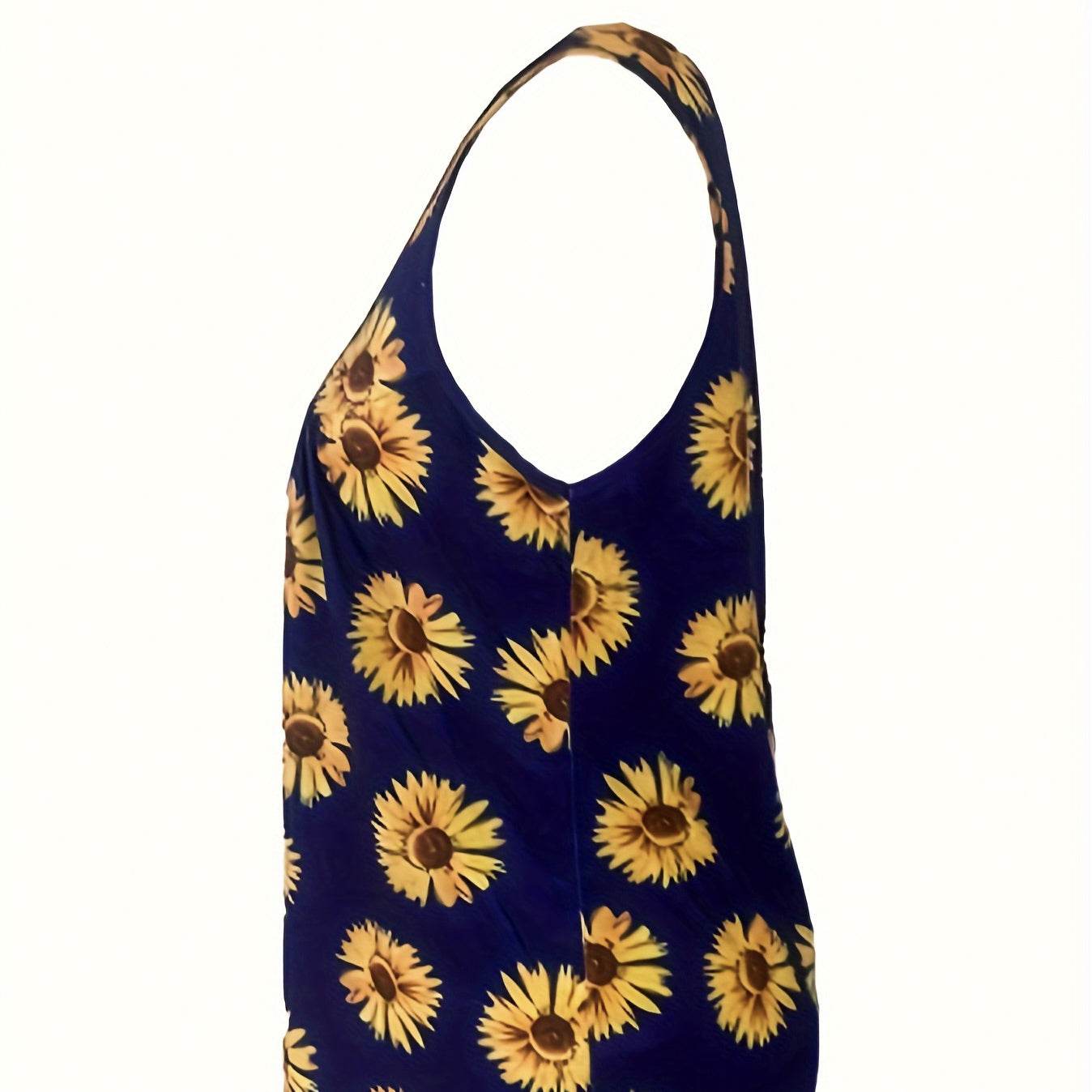 Elegant Ladies' Sunflower Print Casual Vest - Lightweight Summer Style - Buy Center US