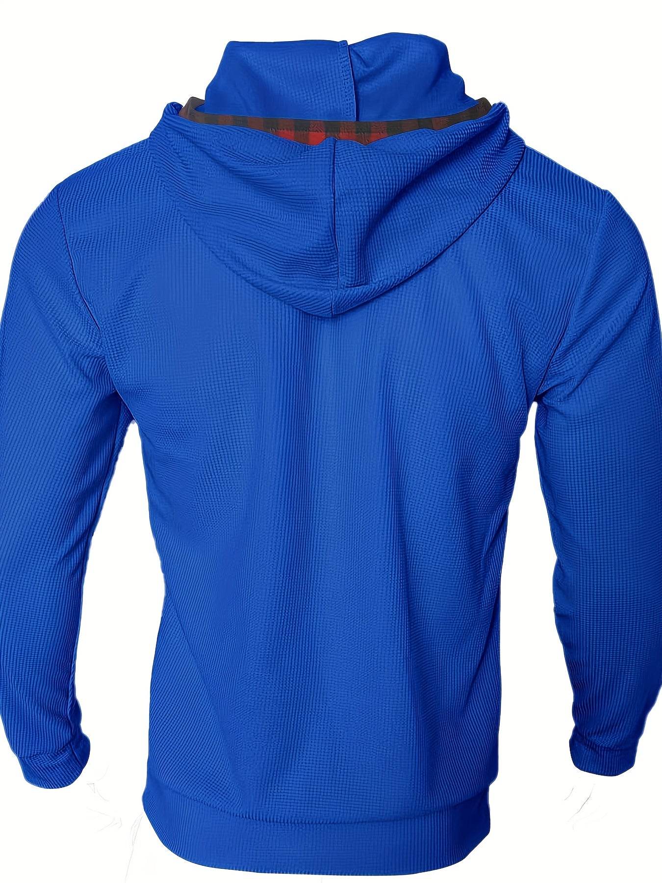 Men's 2pcs Athletic Set - Beige Hoodie with Red Plaid & Sports Pants - Buy Center US