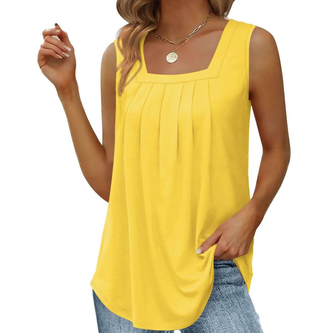 Women's Summer Pleated Halter Top - Casual Sleeveless Vest for Travel - Buy Center US