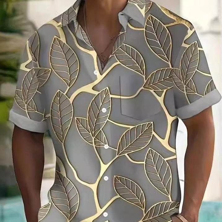 Men's Fashion Printed Short Sleeve Shirt - Slim Fit, Polyester Fabric - Buy Center US