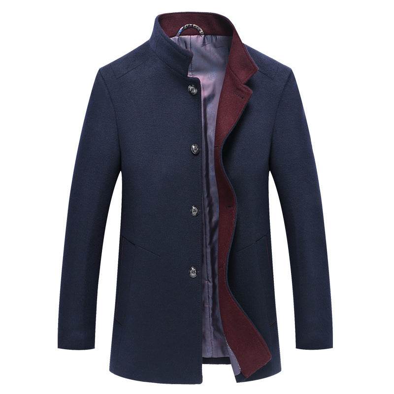 Buycenter Slim-Fit Woolen Coat - Autumn Winter Single-Breasted Trench - Buy Center US