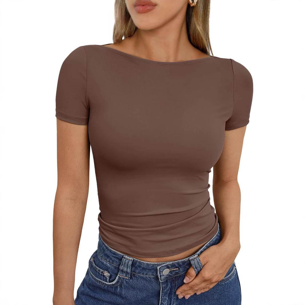 Slim Fit Round Neck Tops - Hot Girl Style for Going Out, Available in 4 Colors - Buy Center US