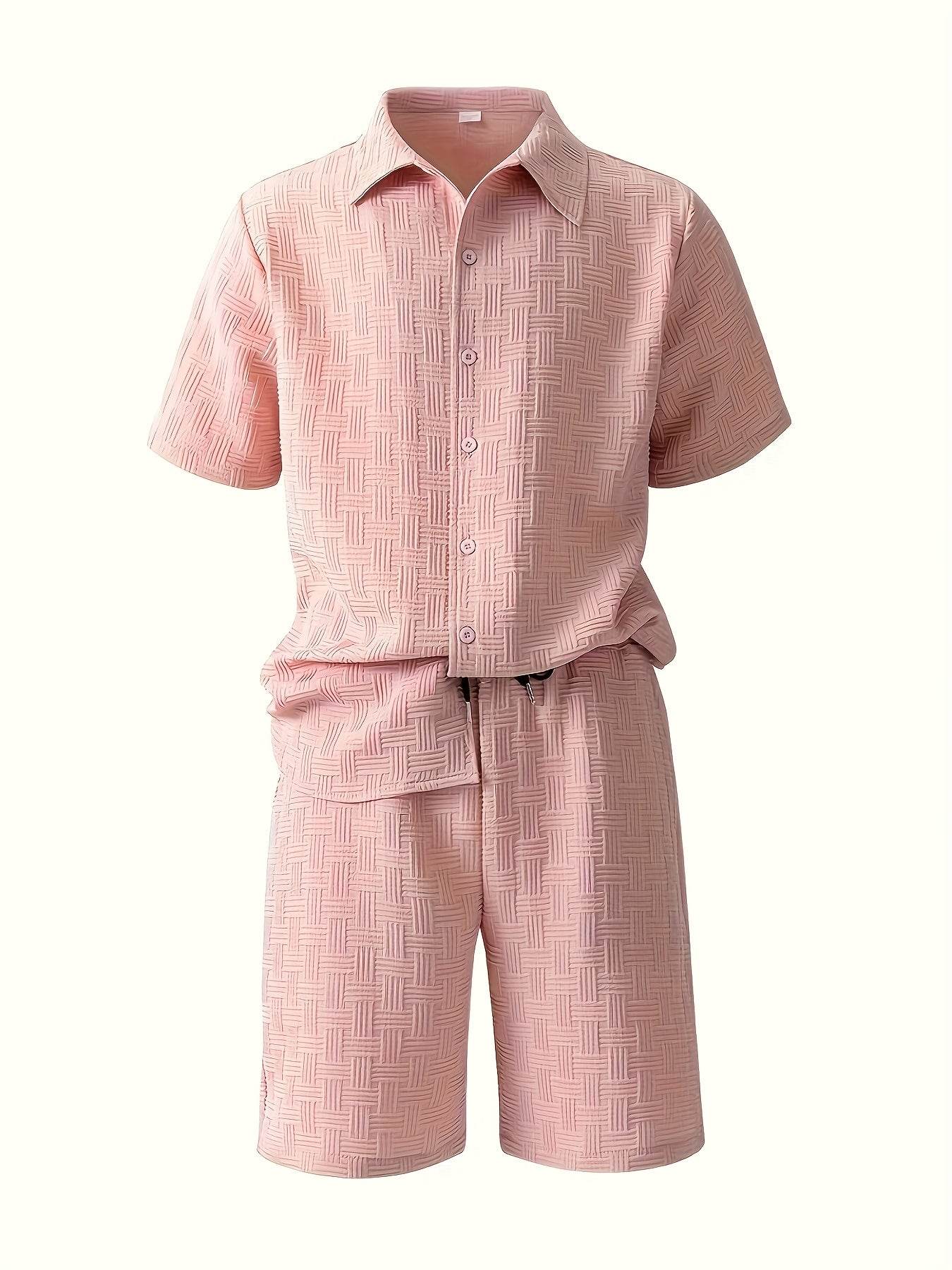 Men's Casual Summer Shirt and Shorts Set - 100% Polyester Comfort - Buy Center US