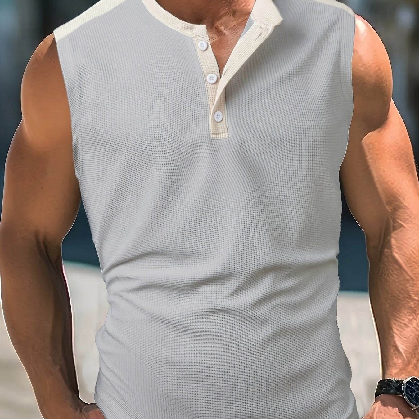 Men's Summer Waffle Knit Sleeveless Vest - Breathable, Casual Layering Top - Buy Center US