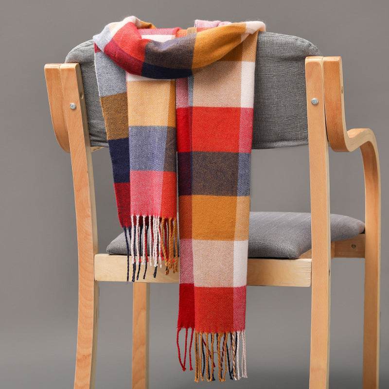 Buycenter British Plaid Cashmere Tassel Scarf for Couples & Kids - Buy Center US