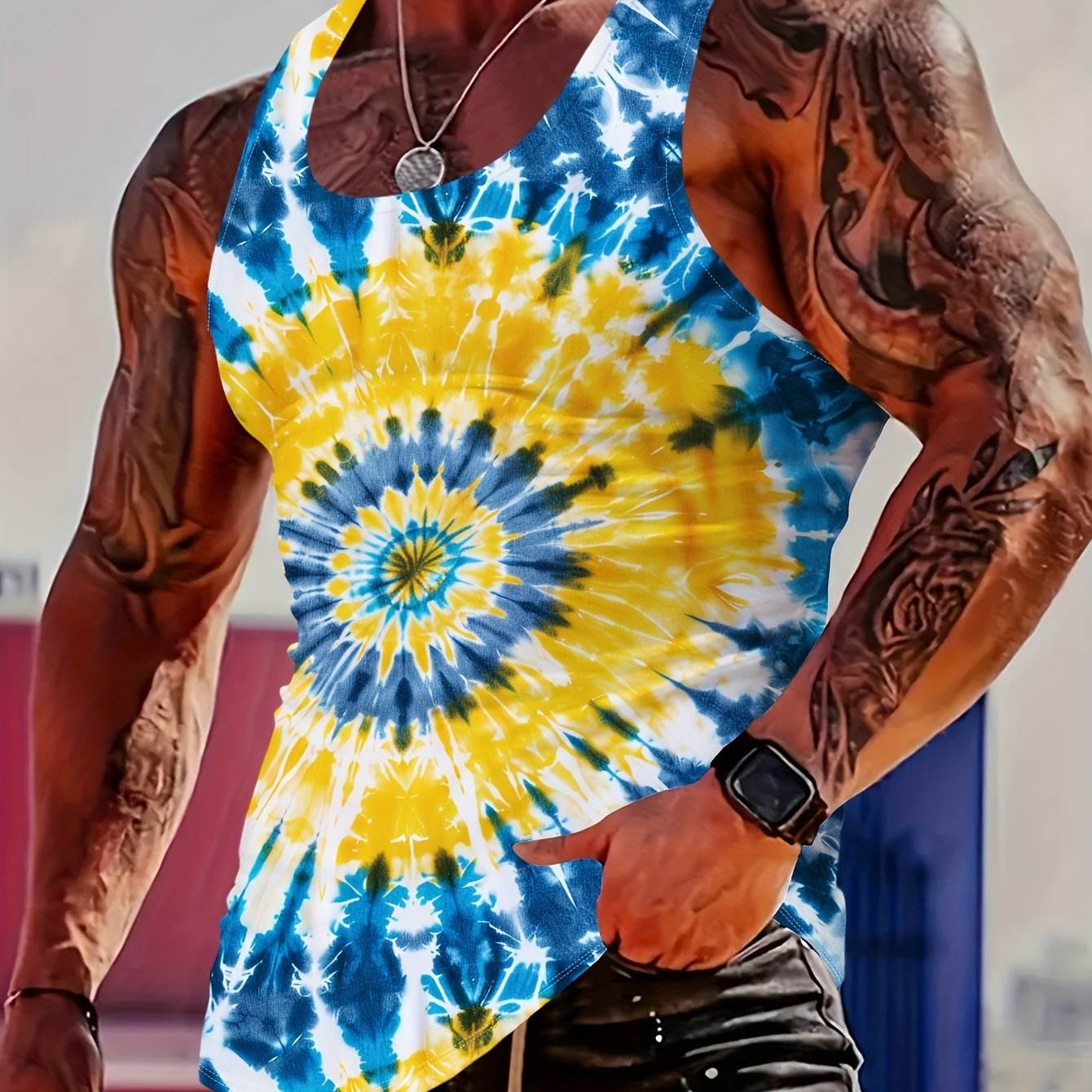 MBD Men's Stylish Lion Print Tank Top - Casual Sleeveless Summer Wear - Buy Center US