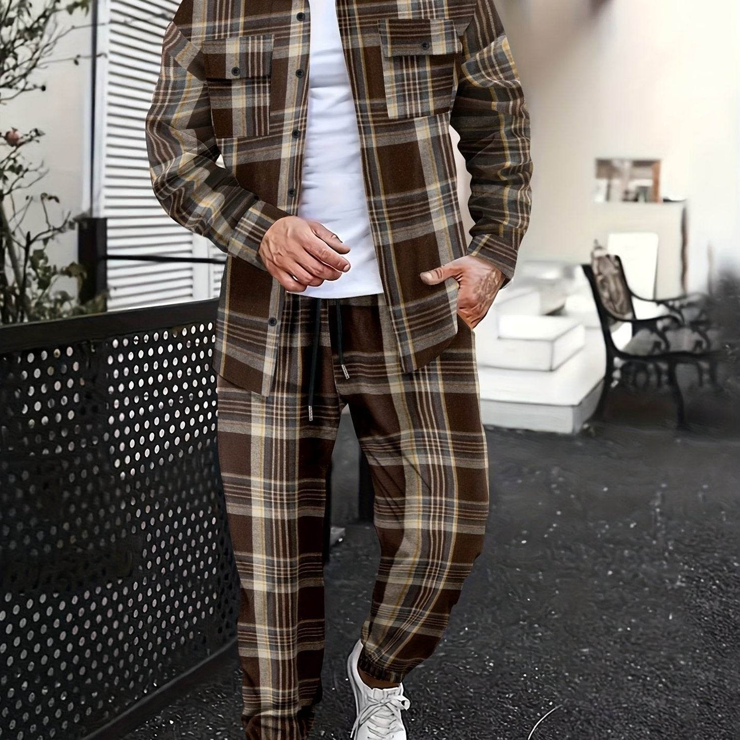 Light Luxury Men's Casual Shirt Suit - Solid Color for All Seasons - Buy Center US