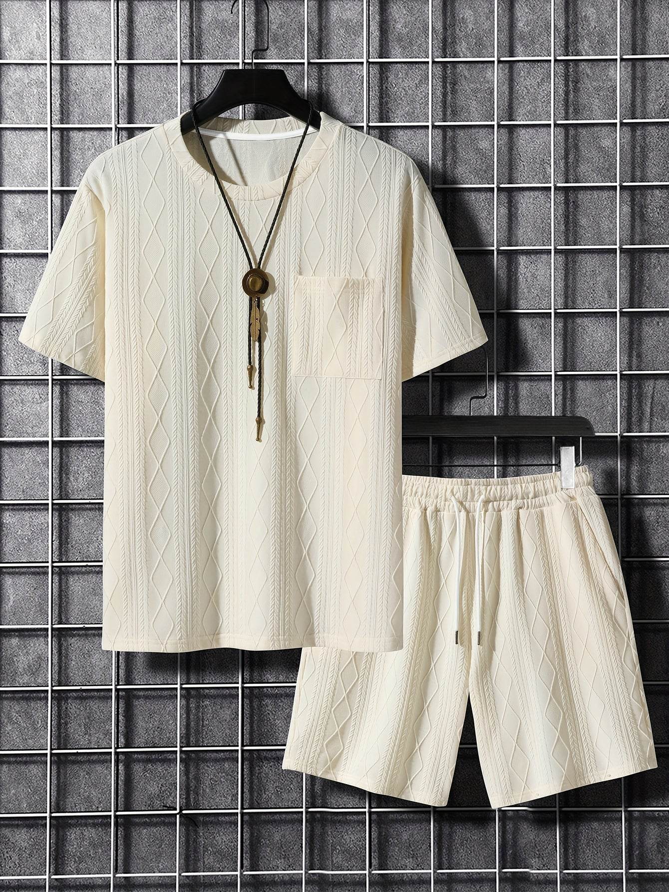 Men's Casual Outfit - Solid Color, Stretchy Knit Fabric for All Seasons - Buy Center US