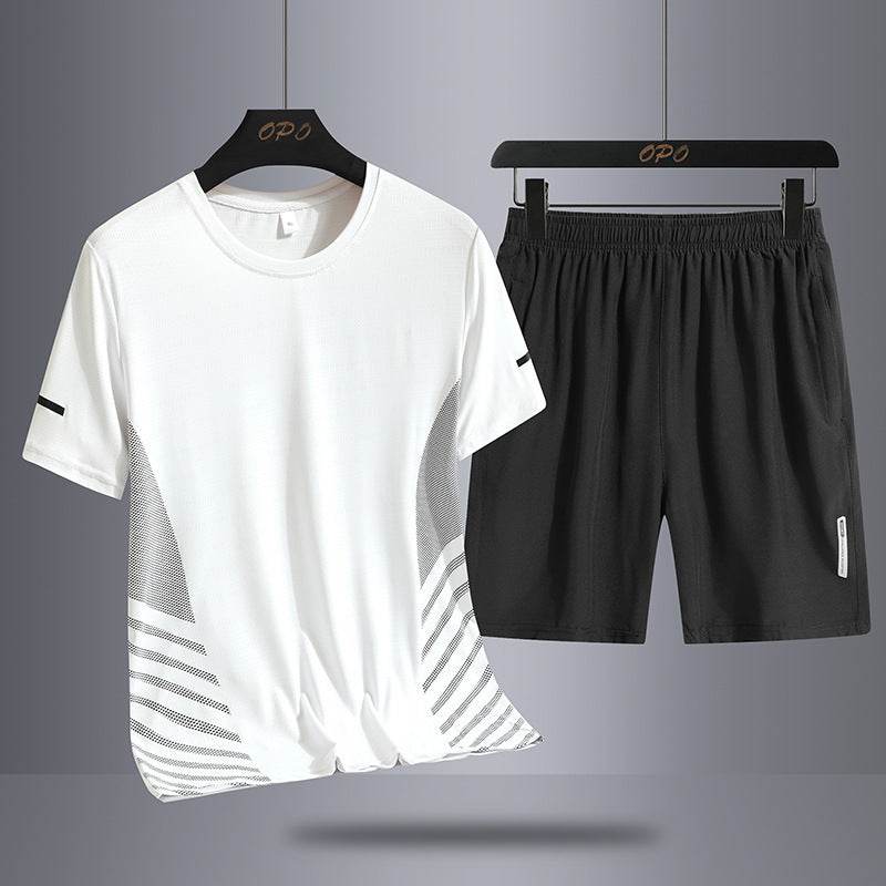 Buycenter Men's Summer Suit - Ice Silk Quick-Drying T-Shirt & Shorts Set - Buy Center US