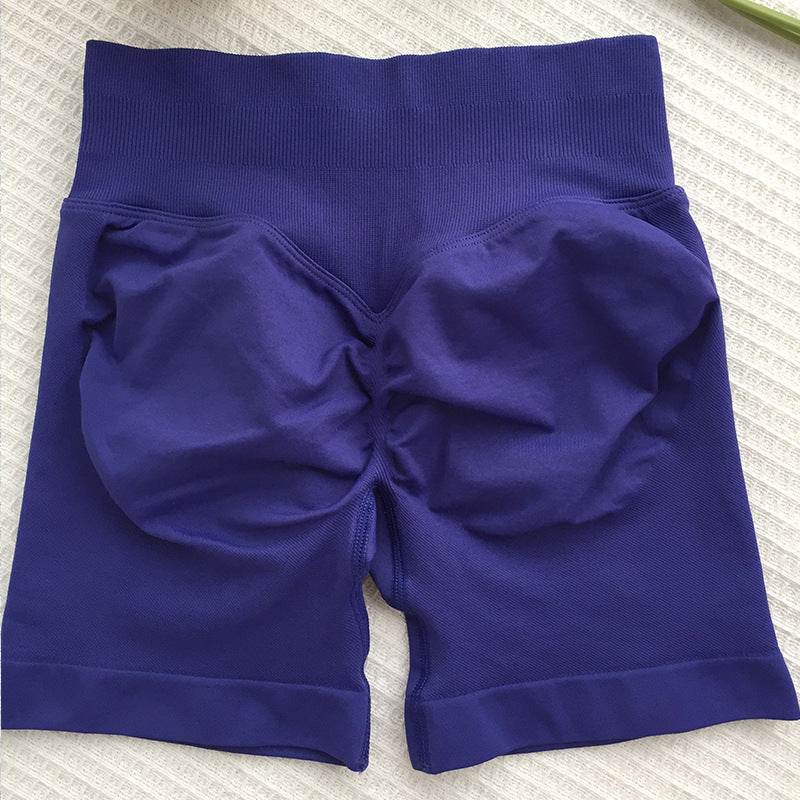 Ladies Seamless Knitted Yoga Shorts - Slim Fit in Electric Light Blue - Buy Center US