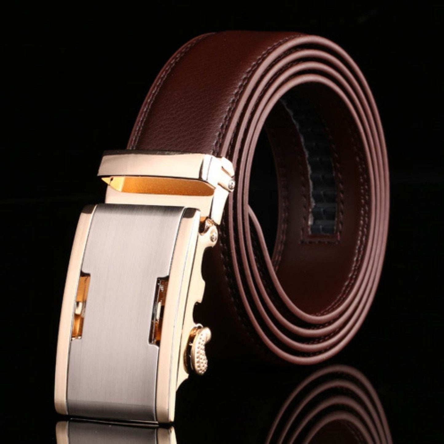 Buycenter Men's Automatic Buckle Cowhide Belt - Genuine Leather, Stylish Colors - Buy Center US