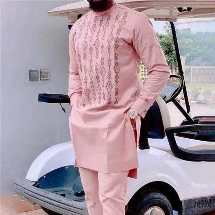 Buycenter African Ethnic Print Casual Men’s Suit - Cotton Blend Top & Pants - Buy Center US