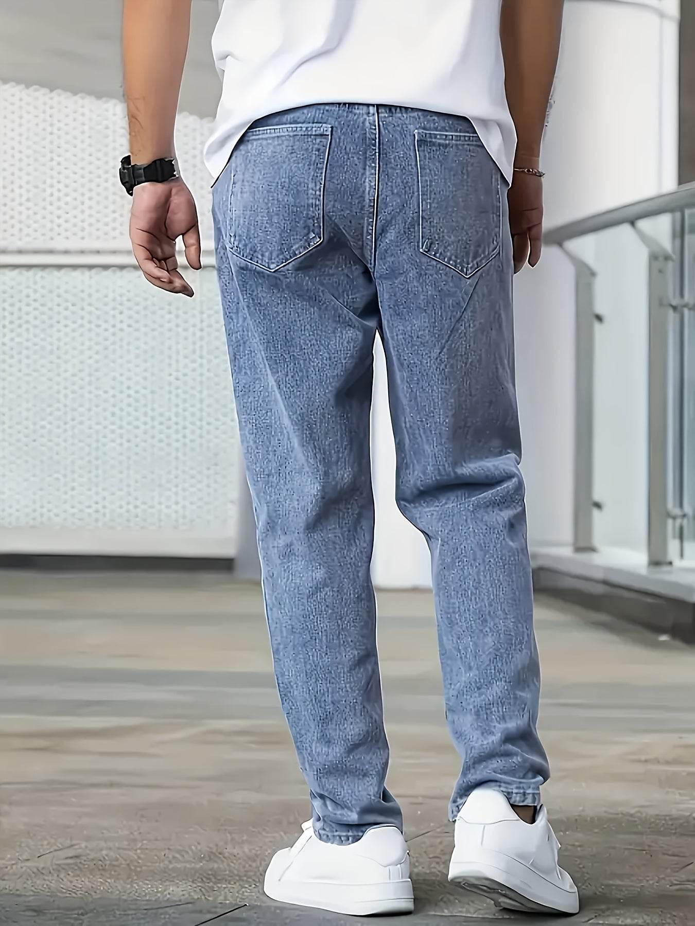 Loose Fit Men's Jeans - Cotton Blend, All-Season Basics for Adults - Buy Center US
