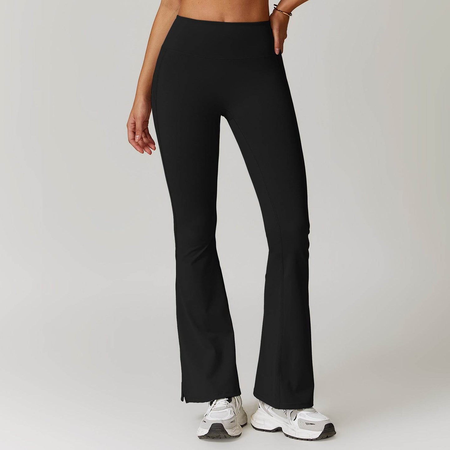 Skinny Peach Bell-Bottom Yoga Pants - Advanced Black & Romantic Purple - Buy Center US