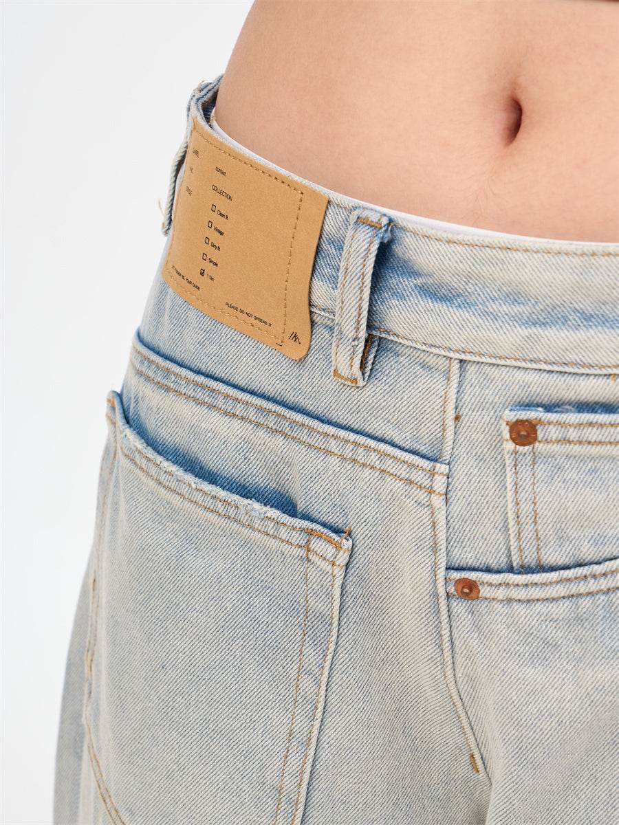 Loose Retro Light Blue Jeans for Women - Wide Leg, Natural Waist Style - Buy Center US