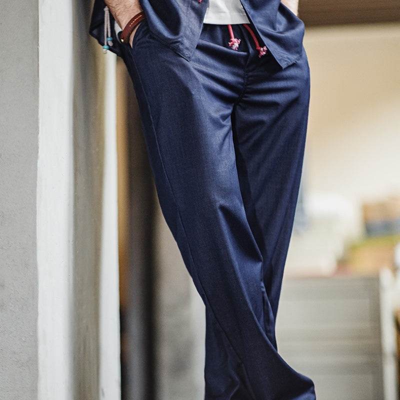 Men's Retro Loose Straight Pants - Casual Indigo Blue Trousers - Buy Center US