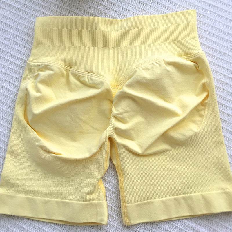 Ladies Seamless Knitted Yoga Shorts - Slim Fit in Electric Light Blue - Buy Center US