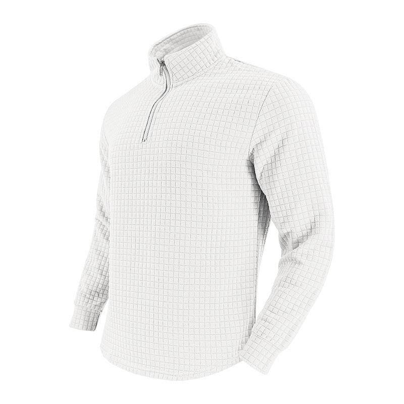 American Retro Men's Long Sleeve Sweater - Plaid Half-Zipper Design - Buy Center US