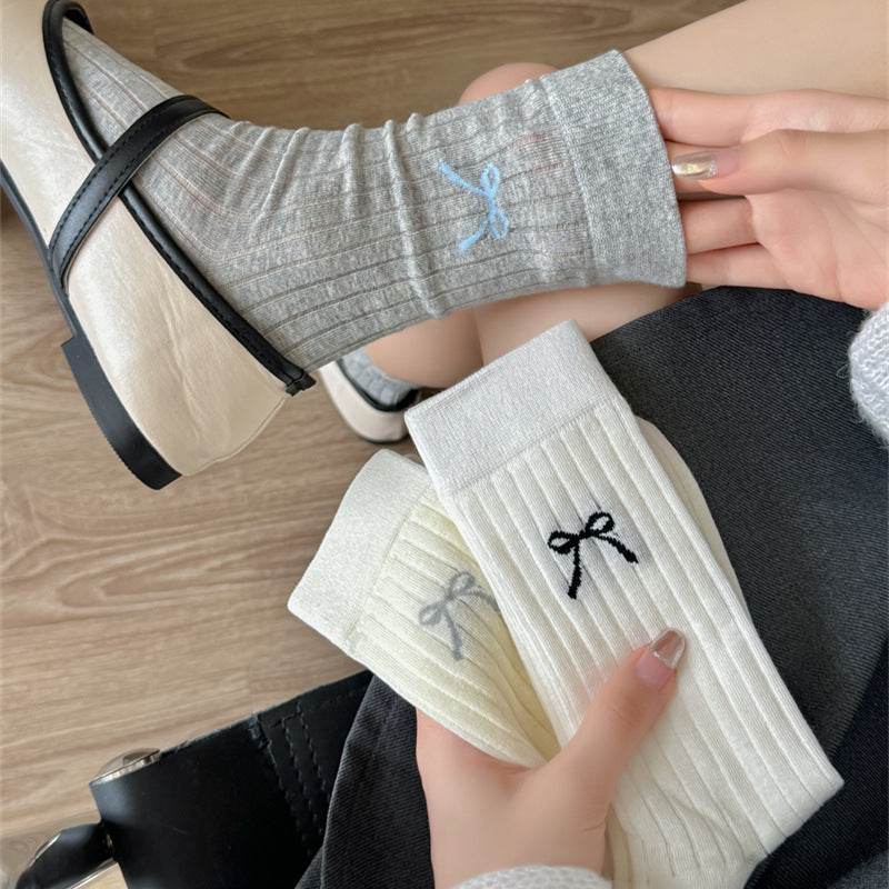 Cute Girl Bow Tube Socks - Breathable Cotton, Mid-Calf Length - Buy Center US