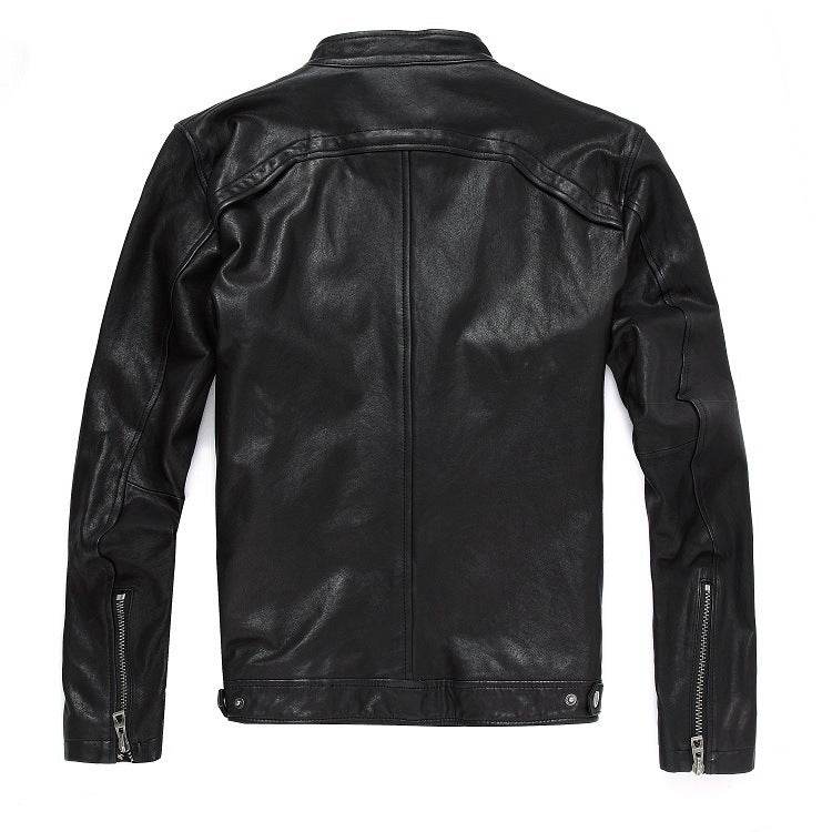 Buycenter Men's Slim-fit Leather Motorcycle Jacket - Genuine Goatskin & Cowhide - Buy Center US