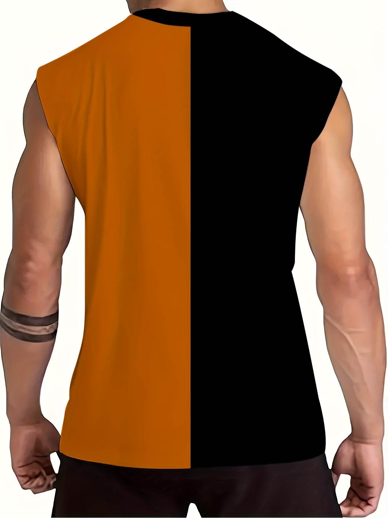Men's 3D Color Block Sleeveless T-Shirt - Breathable Gym Sportswear - Buy Center US