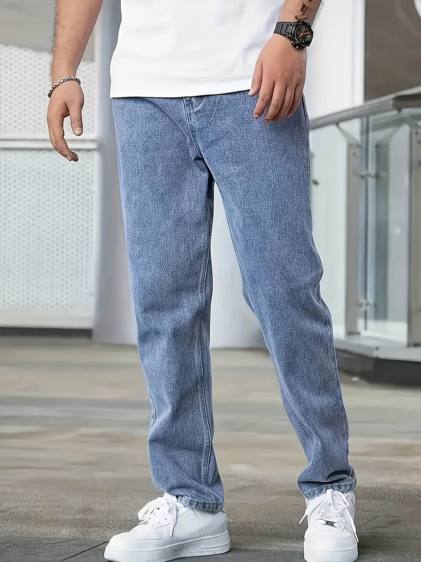 Loose Fit Men's Jeans - Cotton Blend, All-Season Basics for Adults - Buy Center US