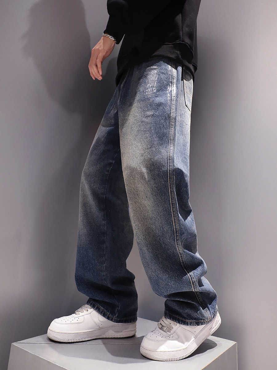 Men's Vintage Jeans - Washed-Out Straight Loose Fit Trousers - Buy Center US