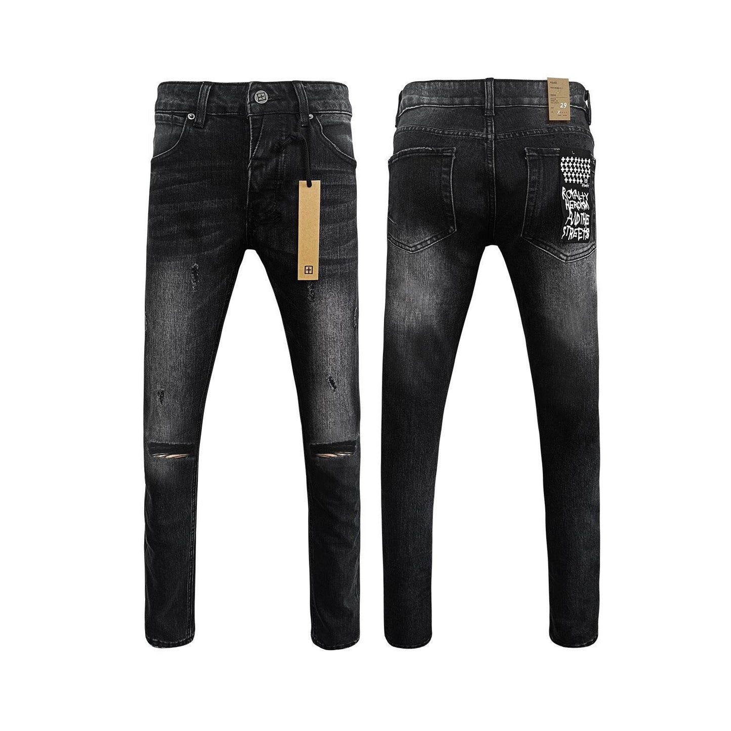 High Street Casual Men's Straight Ripped Jeans - Micro Elasticity Denim - Buy Center US