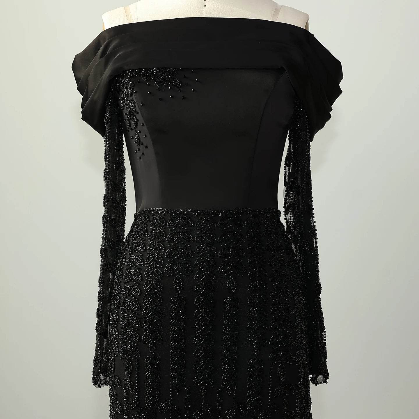 Sharon Said Elegant Off Shoulder Evening Dress - Black Tulle Gown - Buy Center US