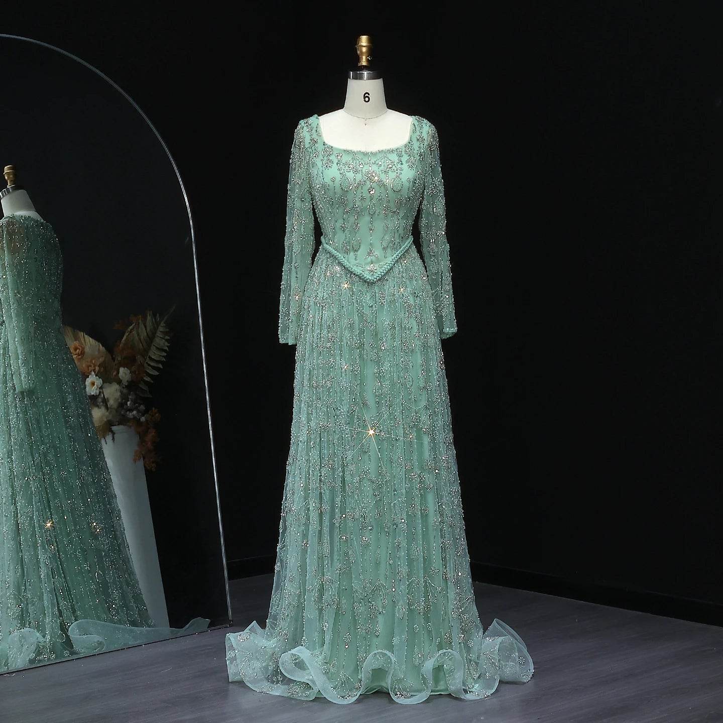Sharon Said Sage Green Evening Dress - Elegant Spaghetti Strap Style - Buy Center US