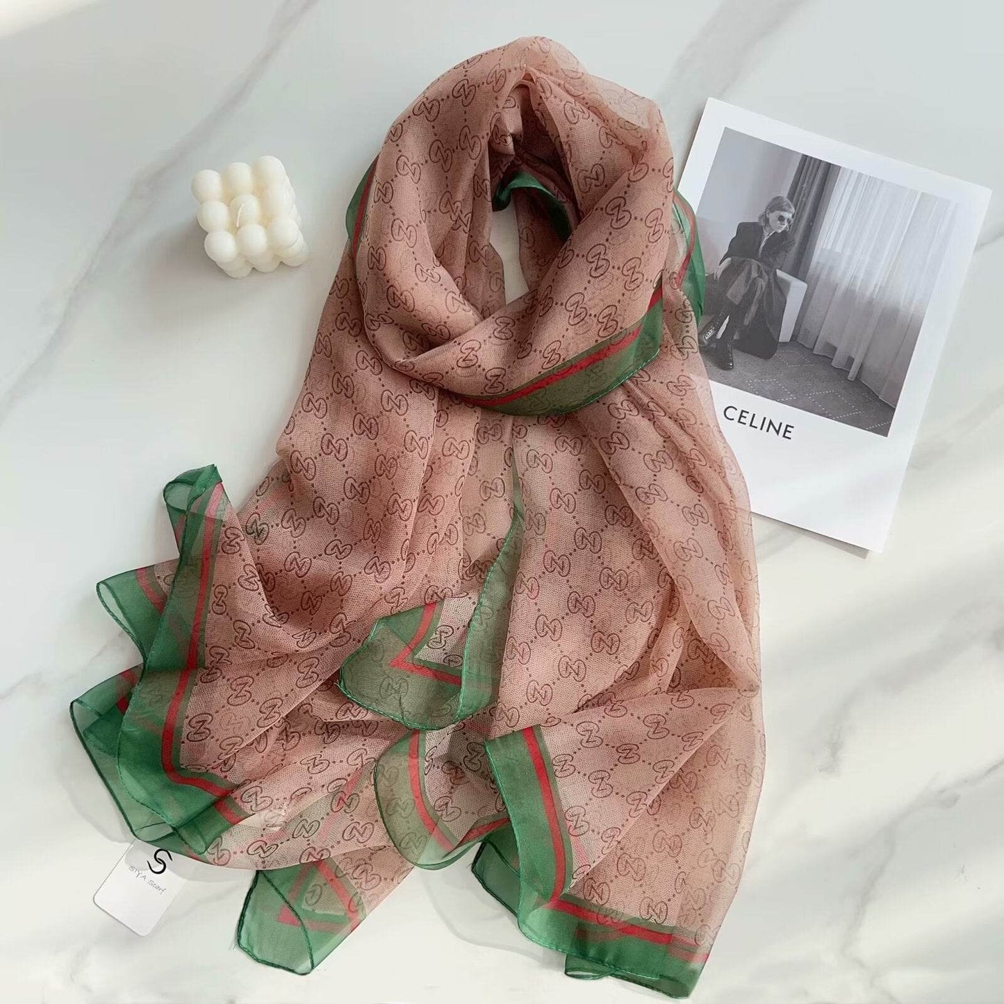 Peony Silk Scarf for Women - Long, Lightweight Sun Protection Accessory - Buy Center US