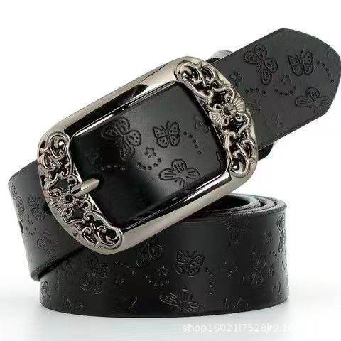 Elegant Retro Pin Buckle Printed Belt - PU Leather Casual Jeans Accessory - Buy Center US