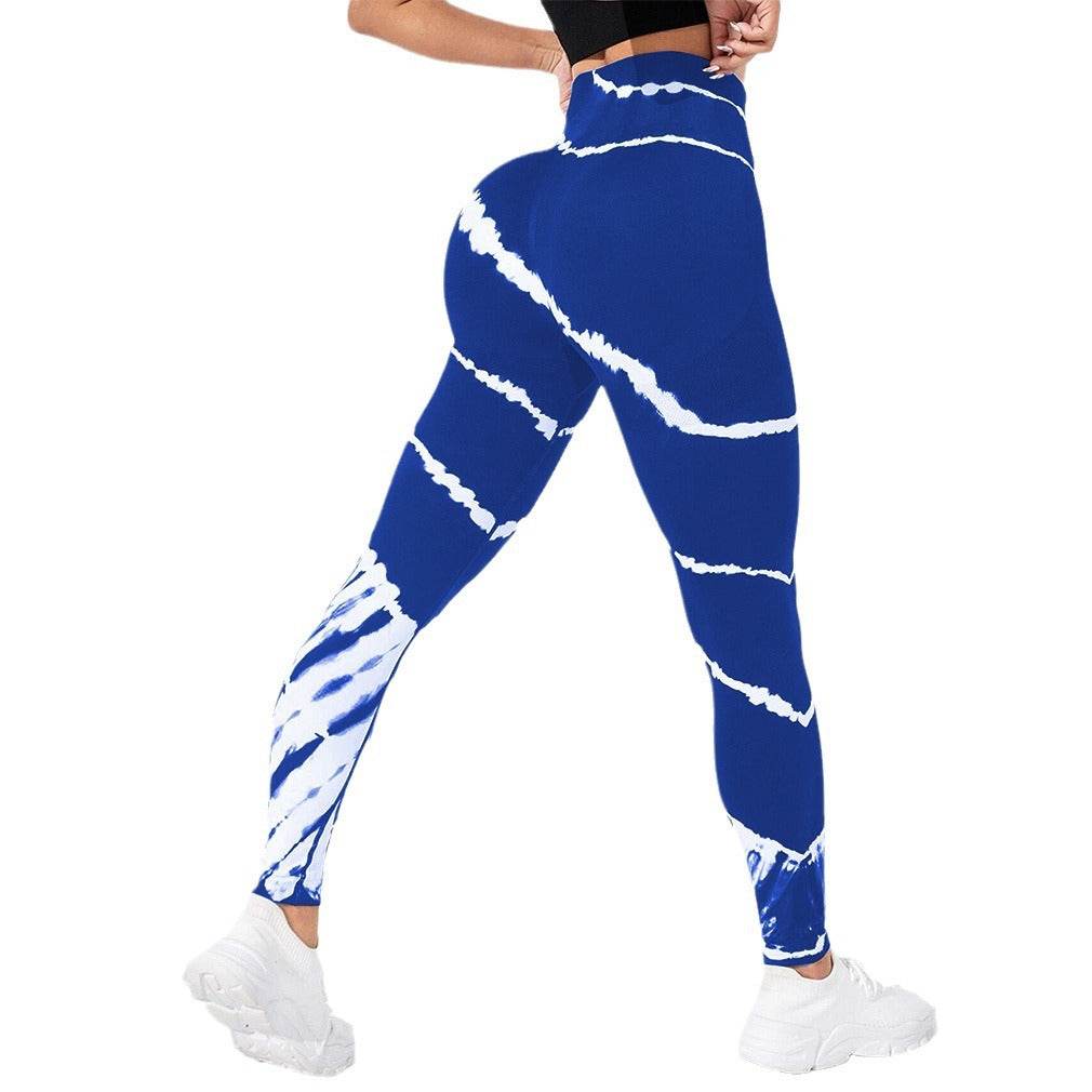 Tie-Dye Stripes Seamless Yoga Pants - Hip Lifting, Floral Pattern - Buy Center US