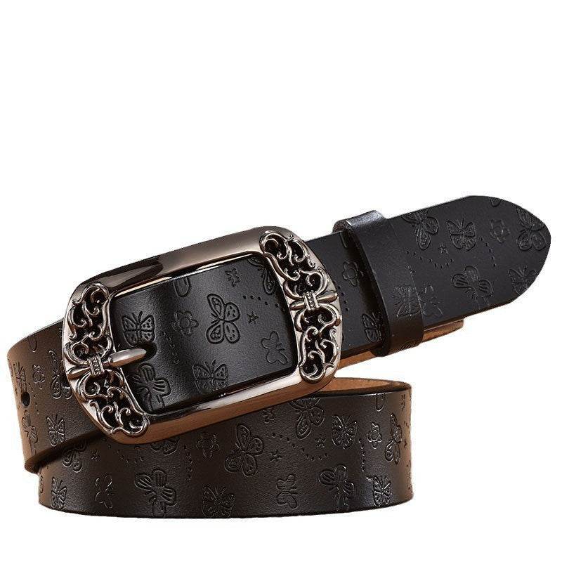 Elegant Retro Pin Buckle Printed Belt - PU Leather Casual Jeans Accessory - Buy Center US