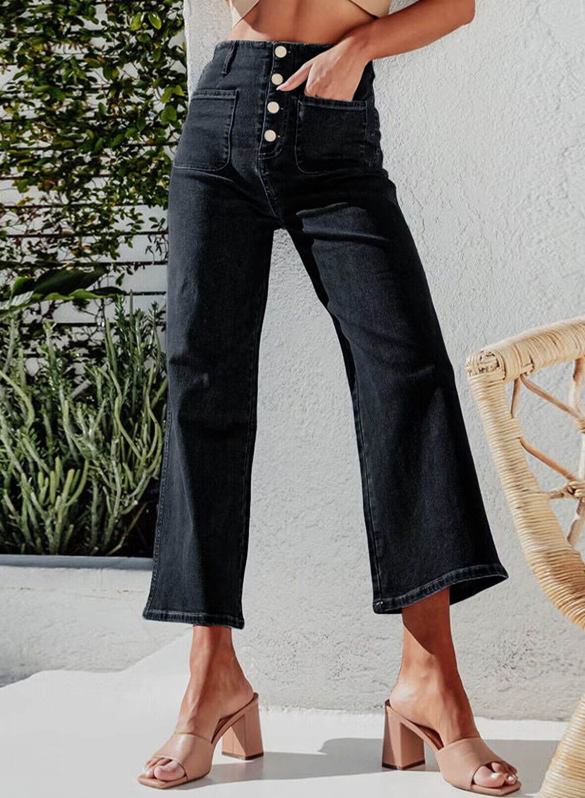 High Waist Wide Leg Jeans for Women - Retro Loose Straight Cut - Buy Center US