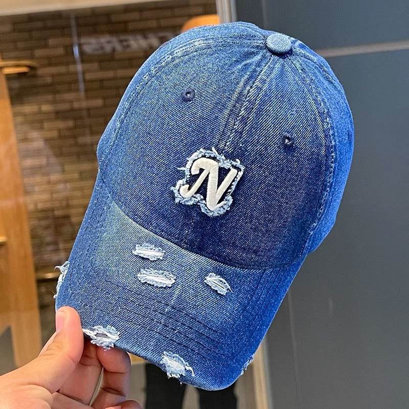 Embroidered Denim Baseball Cap - Women's Adjustable Sun Hat for All Seasons - Buy Center US