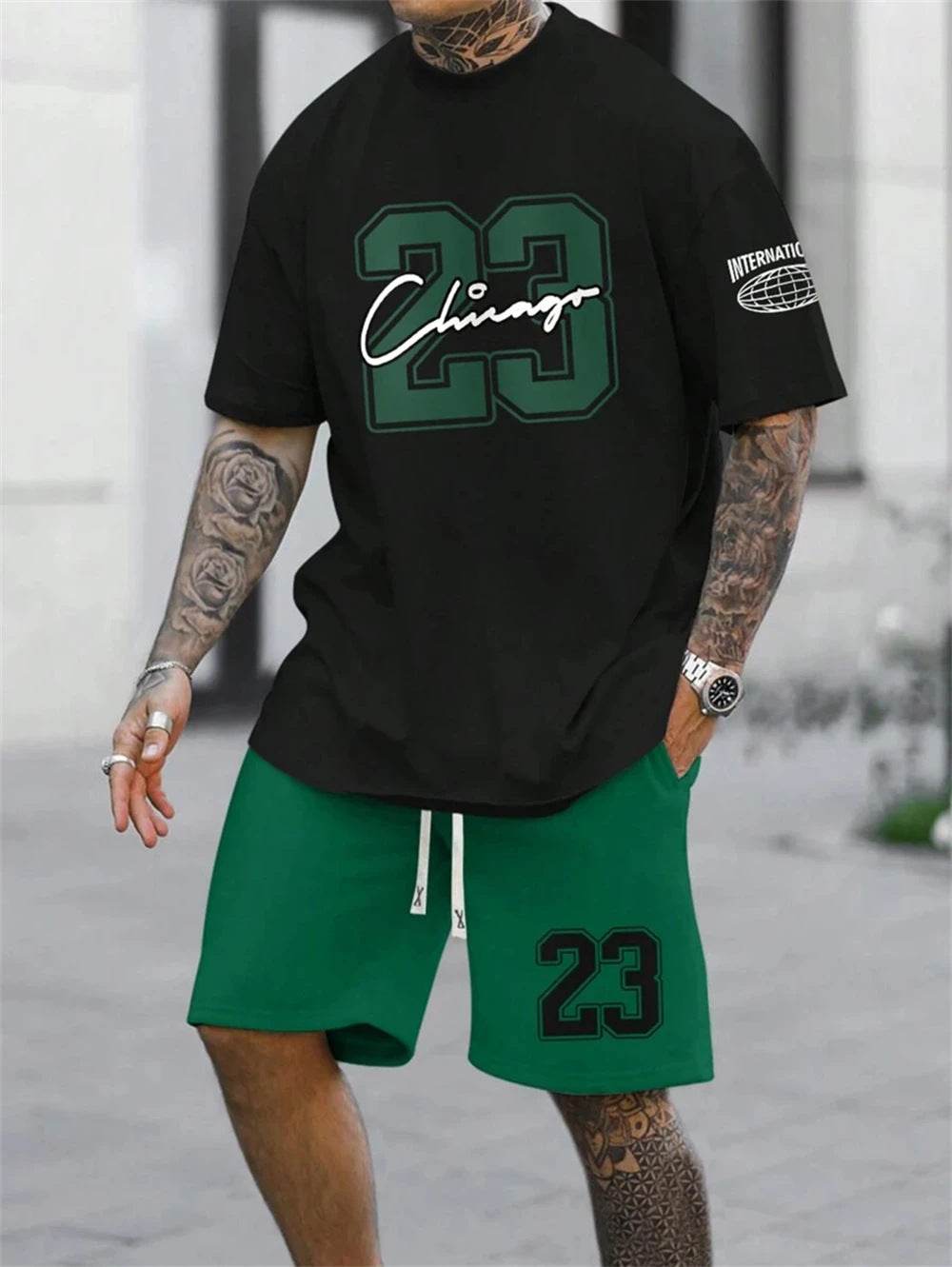 Buycenter Men's Casual Short-Sleeved Color Matching Shorts - Sports Leisure - Buy Center US