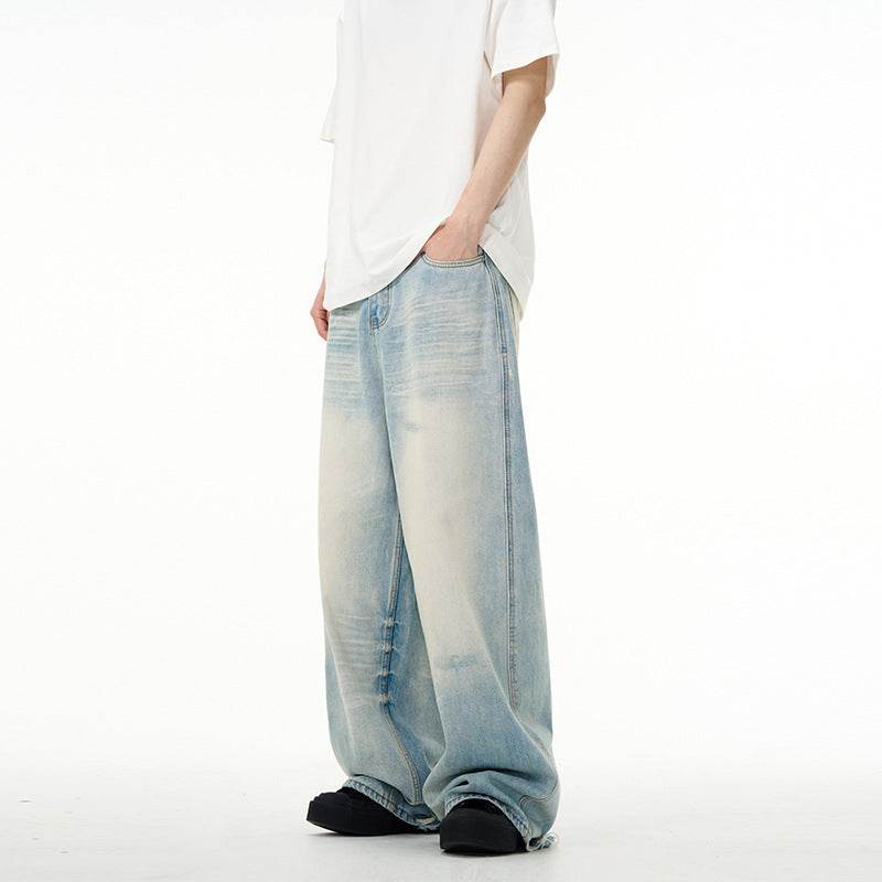 Water Washed Wide Jeans for Men and Women - Mid Waist, Micro Elasticity - Buy Center US