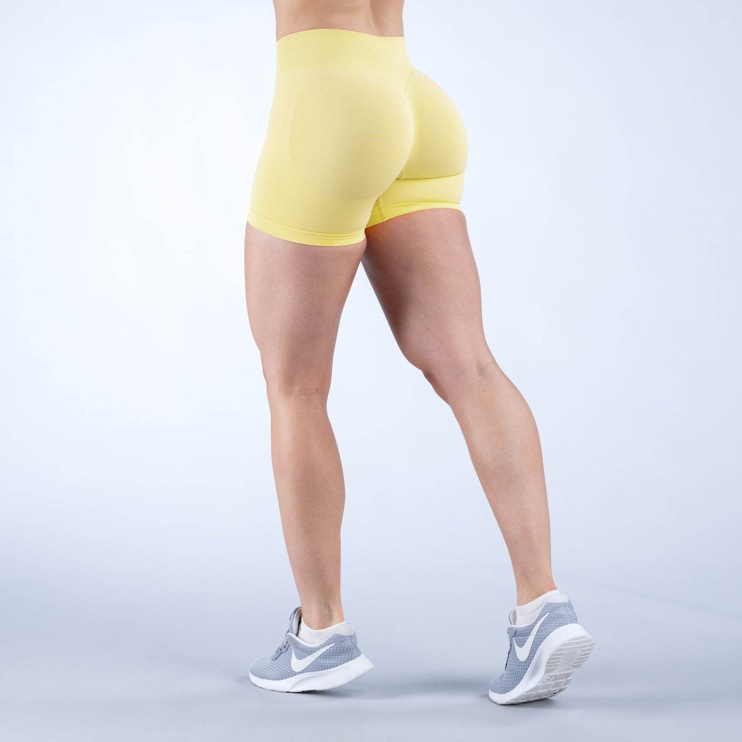 Ladies Seamless Knitted Yoga Shorts - Slim Fit in Electric Light Blue - Buy Center US