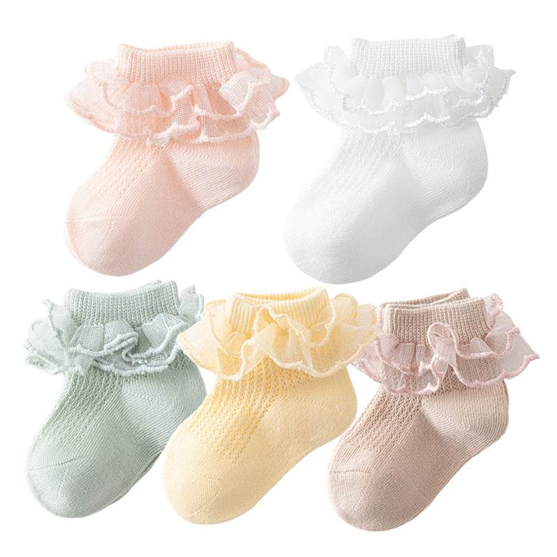 Breathable Lace Girls' Socks - Fashionable Cotton Styles in 5 Colors - Buy Center US