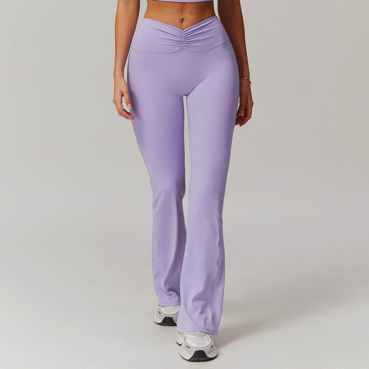 Nude Feel High Waist Yoga Bell-Bottom Pants - Stylish Fitness Gear - Buy Center US