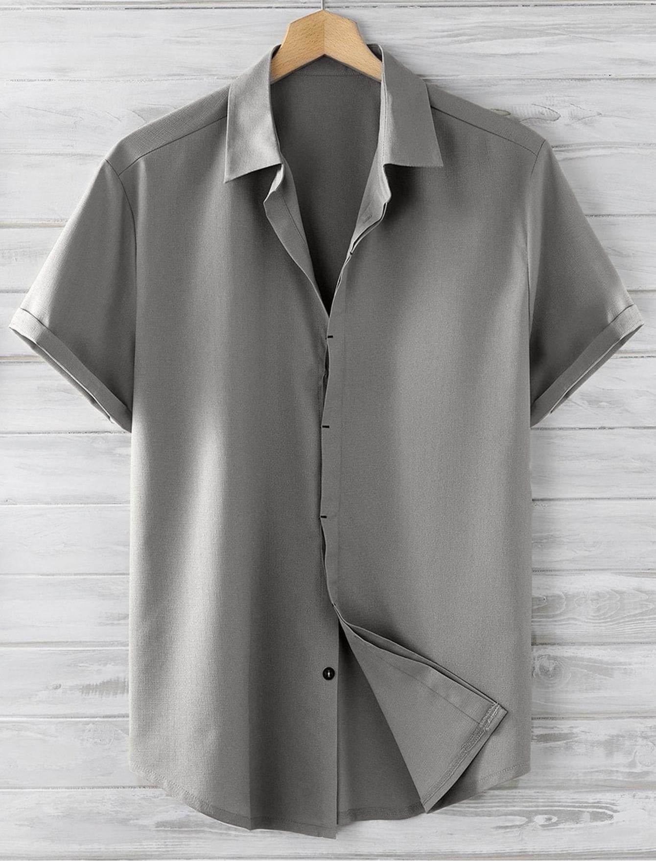 Buycenter Men's Short Sleeve Loose Shirt - Solid Colors & Slim Fit - Buy Center US
