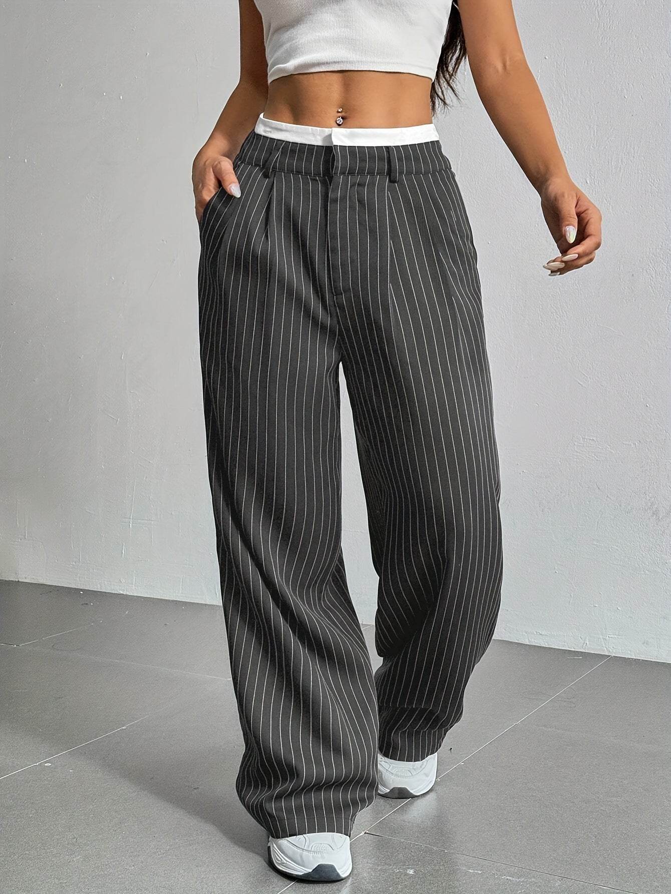 Casual Loose Straight-Leg Pants - High Waist, Multiple Colors Available - Buy Center US